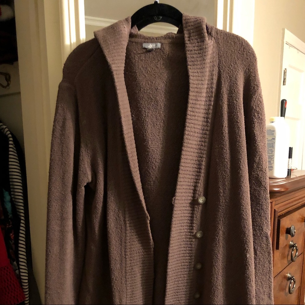 J jill long sleeve brown sweater with hood